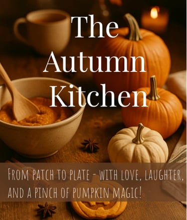 Autumn kitchen scene with pumpkins and warm soup