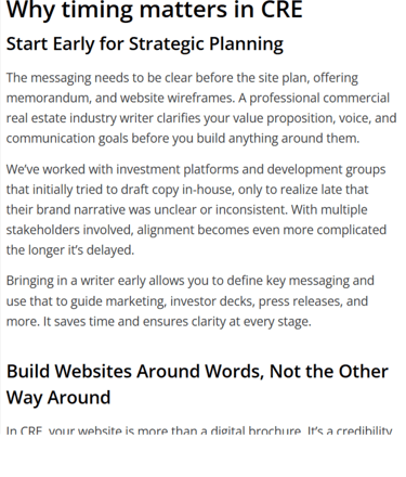 Creative Real estate copy sample