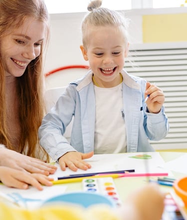 A girl learning to paint
