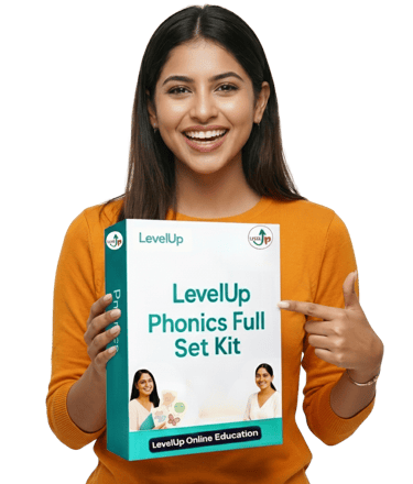 Teacher enhancing lessons using the LevelUp Online Education phonics kit.