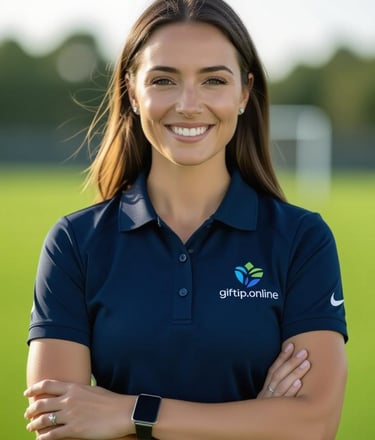 a woman in a blue shirt and a watch on her wrist