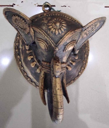  "Ethnic brass elephant head wall art–perfect for living room or hallway decor-Qualified for export"