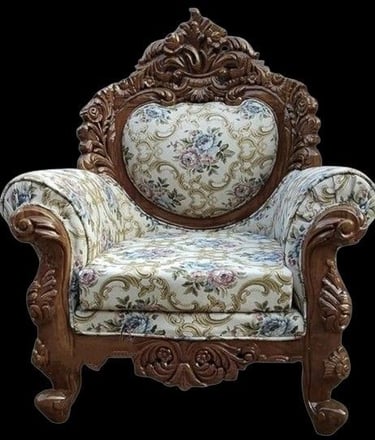 Teak Wood Throne Chair with Handcrafted Royal Design