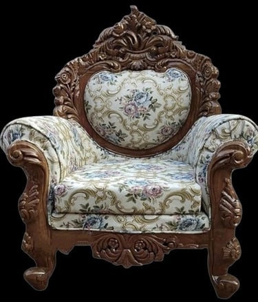 Teak Wood Throne Chair with Handcrafted Royal Design