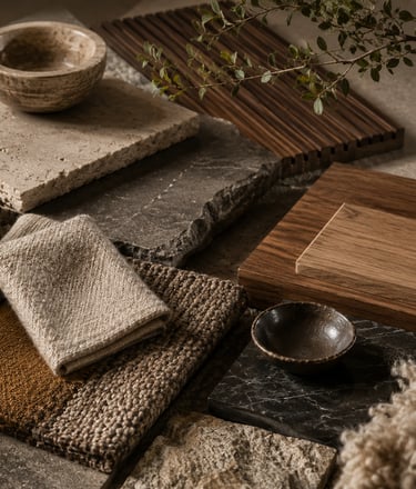 Natural textures and earthy tones composition