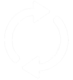 a circular shaped white arrow pointing to the left side of a circle