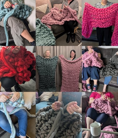 arm knitting workshops blanket making