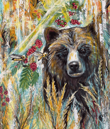 colorful abstract bear painting 