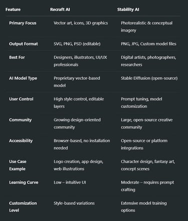 Recraft AI vs Stability AI: Head-to-Head Comparison