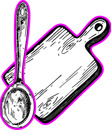 a cutting board with a cutting board and a knife bois