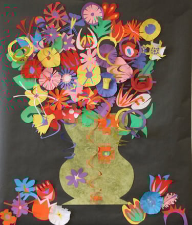 collage of paper flowers