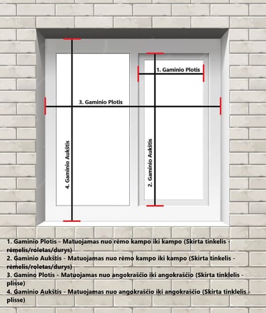 Matavimo instrukcija tinkleliams: pagrindinio nustatymų sąsajos ekrano vaizdas.