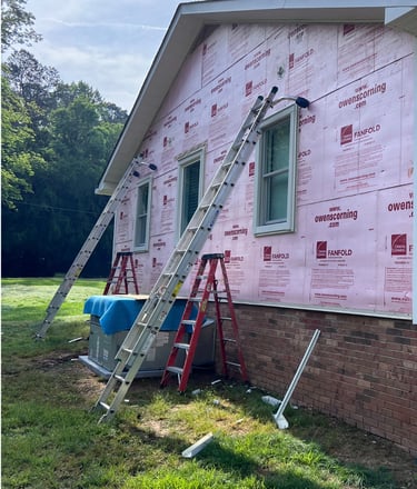 Siding installation in progress in Ballantyne NC