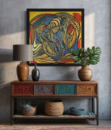 Photograph of a painting called The Budding by Shoshana Lock,