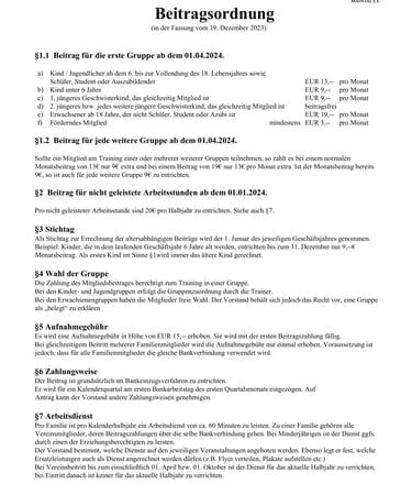 Beitragsordnung Vorschau