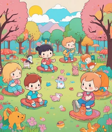 A cozy scene with soft pastel plush toys arranged on a wooden shelf.