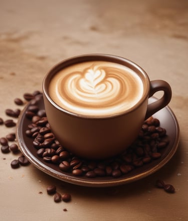 Close-up of a steaming cup of dark organic coffee on a rustic wooden table.