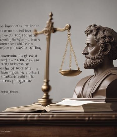 A close-up of a vintage law book with a gavel resting on top, set against a dark wooden background.