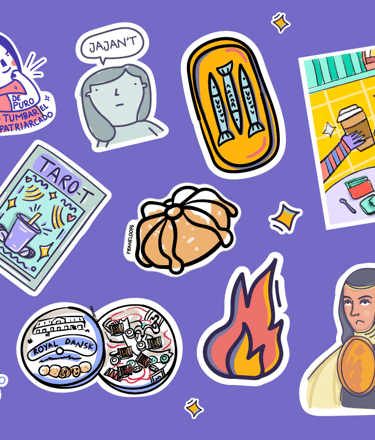 Colección de stickers ilustrados coloridos y estéticos.