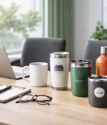 Promocionales para bebidas personalizados en Toluca con tazas, termos y vasos promocionales