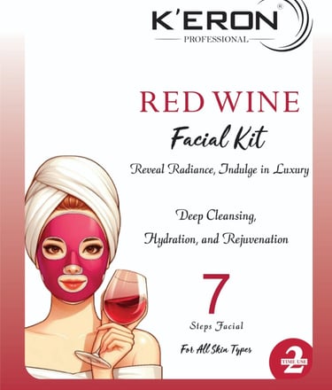K'ERON Red Wine Facial Kit featuring a 7-step deep cleansing and skin rejuvenation treatment.