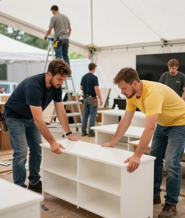 A professional logistics manager in a navy blue uniform holding a tablet in a bright, modern warehouse setting, high-key lighting, business professional mood.