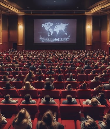 inside a cinema seeing a map of the world