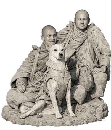 walk for peace monks&aloka stone statue
