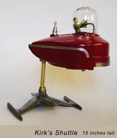 Found object spaceship sculpture by Santa Barbara artist Tal Avitzur.