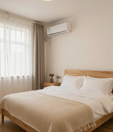 A cozy living room featuring a sleek rented refrigerator and washing machine with soft natural light highlighting the appliances.