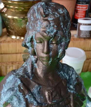 Inconsistent patina might indicate touchup or fake