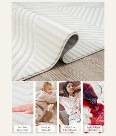 Abani Cream Area Rug for Bedroom - Cream - 5by8