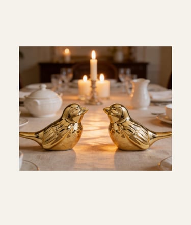 Small Gold Bird Sculptures (Set of Two)