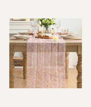 Artoid Mode Gold Gauze Pink Gold Table Runner