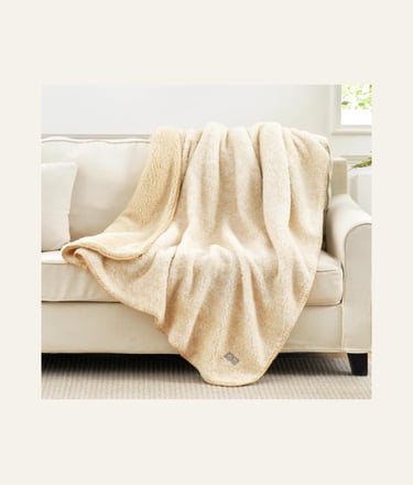Cozy Bliss Fleece Sherpa Throw Blanket Mottled Beige