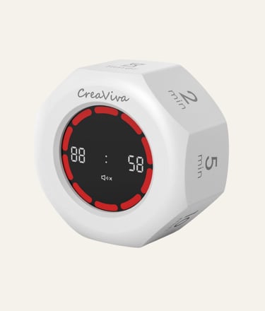 CREAVIVA Flip Cube Pomodoro Timer Floral White