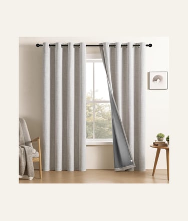 CUCRAF 100% Blackout Window Curtains 84 inches Long 2 Panels Set - Off White