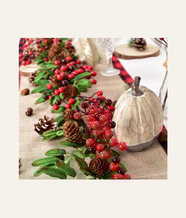 DearHouse 6FT Red Berry Christmas Artifical Garland with Pine Cone 