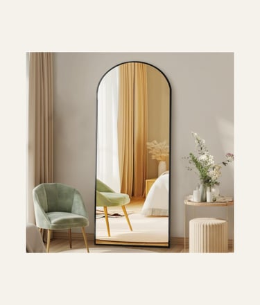 DUMOS Arched Full Length Mirror Black Rounded 55.5L by 14.6W