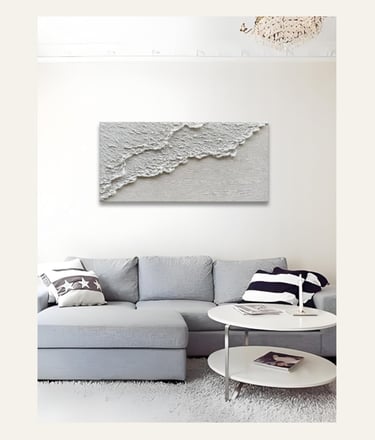 Epicler Hand Painted White Art Oil Painting Waves Eft123