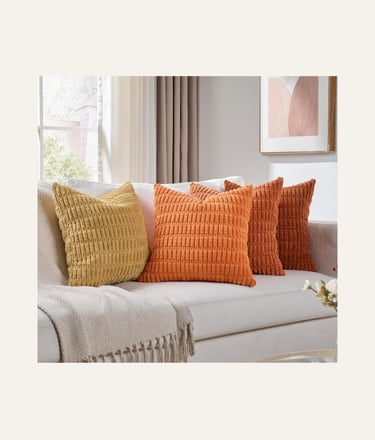 Picture of four Set of 4 Burnt Orange Fall Decorative Throw Pillow Covers