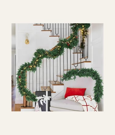 Hananona 6 FT Artificial Cedar Garlands, Real Touch Winter Cedar Cypress Garland, Green