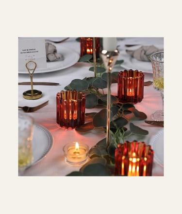 Picture of 4 pieces of  Votive Candle Holders in Amber Glass