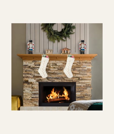 Kunyida 18 Inches Ivory Knit Christmas Stockings Bulk Double Side Vintage on a mantle