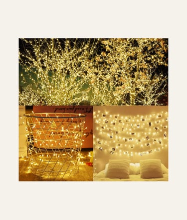 LJLNION 300 LED String Lights Outdoor Indoor, Extra Long 98.5FT Christmas Lights - Warm White 
