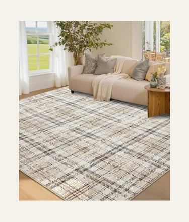 Picture of Washable Soft Plaid Traditional Tartan Area Rug