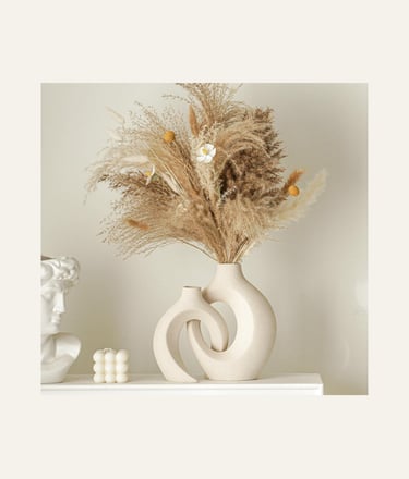 Lvases Snuggle Hollow Ceramic Vase Set of 2 - Large Cream White 