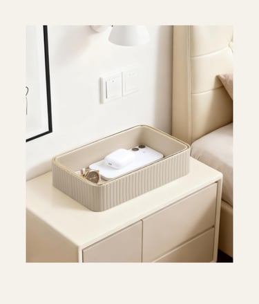 MEIBOOCH Desk Organizer Tray, PU Leather Valet Tray Nightstand Organizer