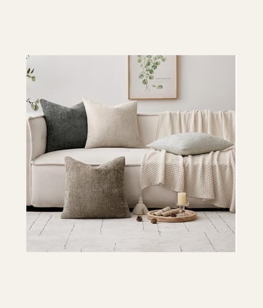 MIULEE Pack of 4 Couch Throw Pillow Covers 18x18 Inch Neutral Soft Decorative Chenille Pillow Covers