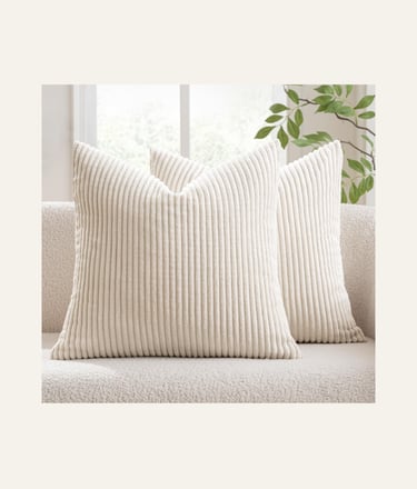 MIULEE Winter Pack of 2 Corduroy Pillow Covers Soft Soild Cushion Cases Cream White